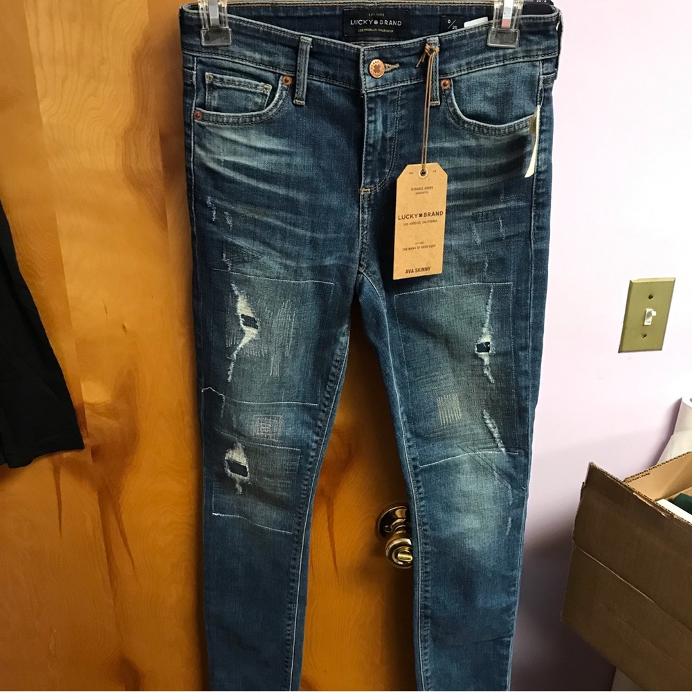 NWT Lucky Brand Ava Skinny Ankle Stitched Jean in South Lake Size 25/ Size 0